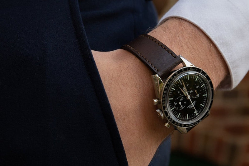 Monochrome Watches Shop - Bracelet de montre en veau lisse - Marron foncé