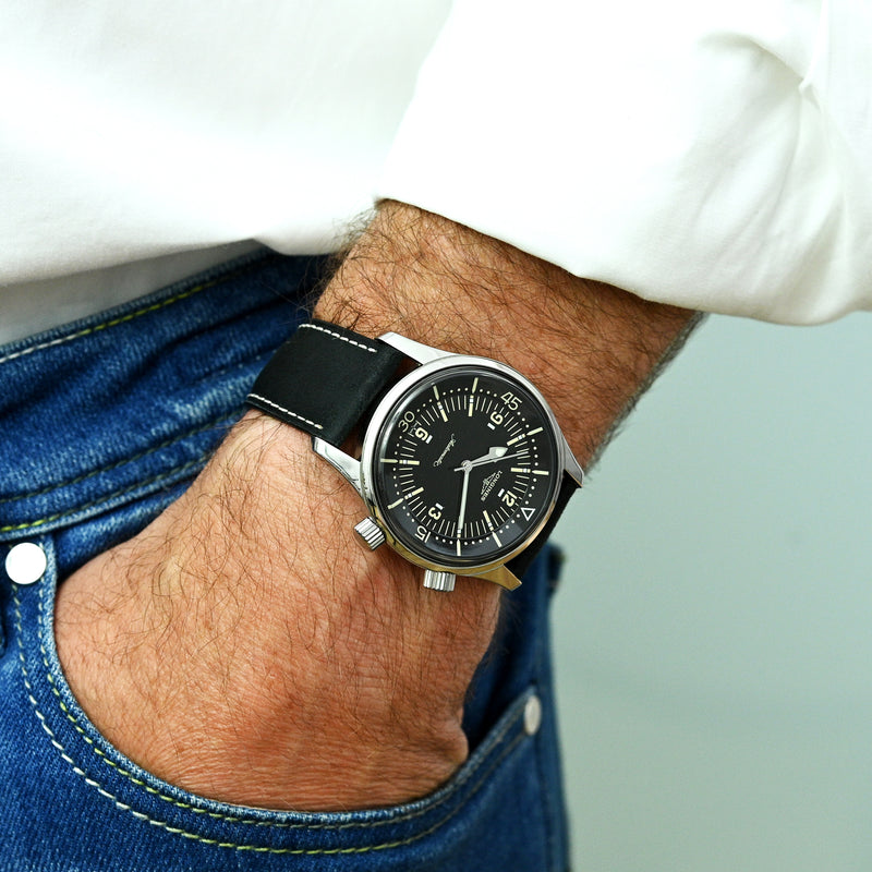 Monochrome Watches Shop - Bracelet de montre en veau ciré vintage - Noir